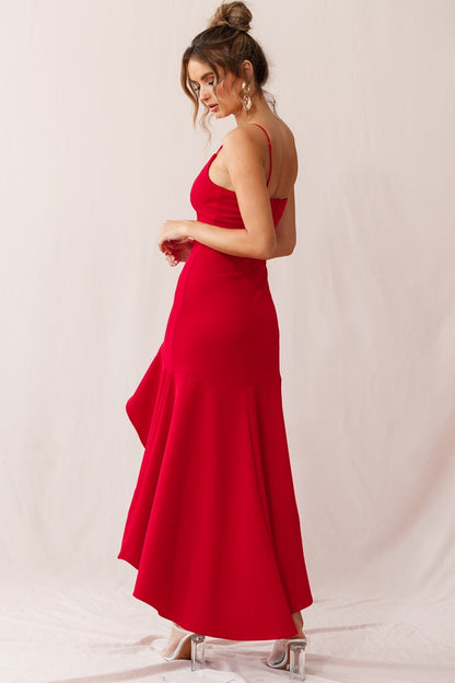 Emoji Asymmetrical Hemline Dress Red