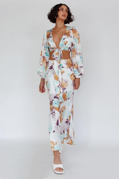 Meet Me In Fiji Tied Top Floral Yellow