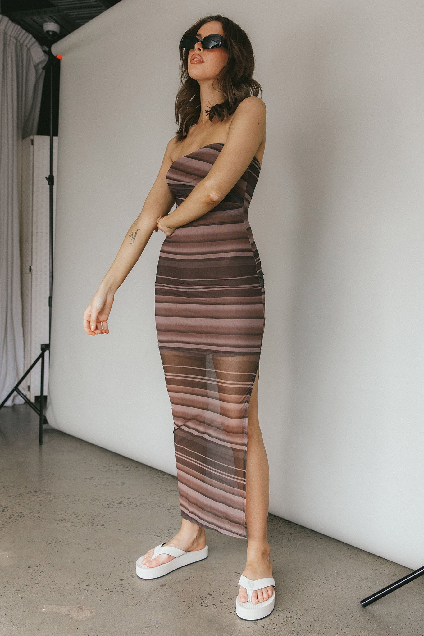 Island Life Strapless Maxi Dress Brown