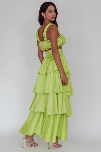 Sozo Layered Maxi Skirt Lime
