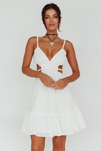 High Flier Open Back Mini Dress White