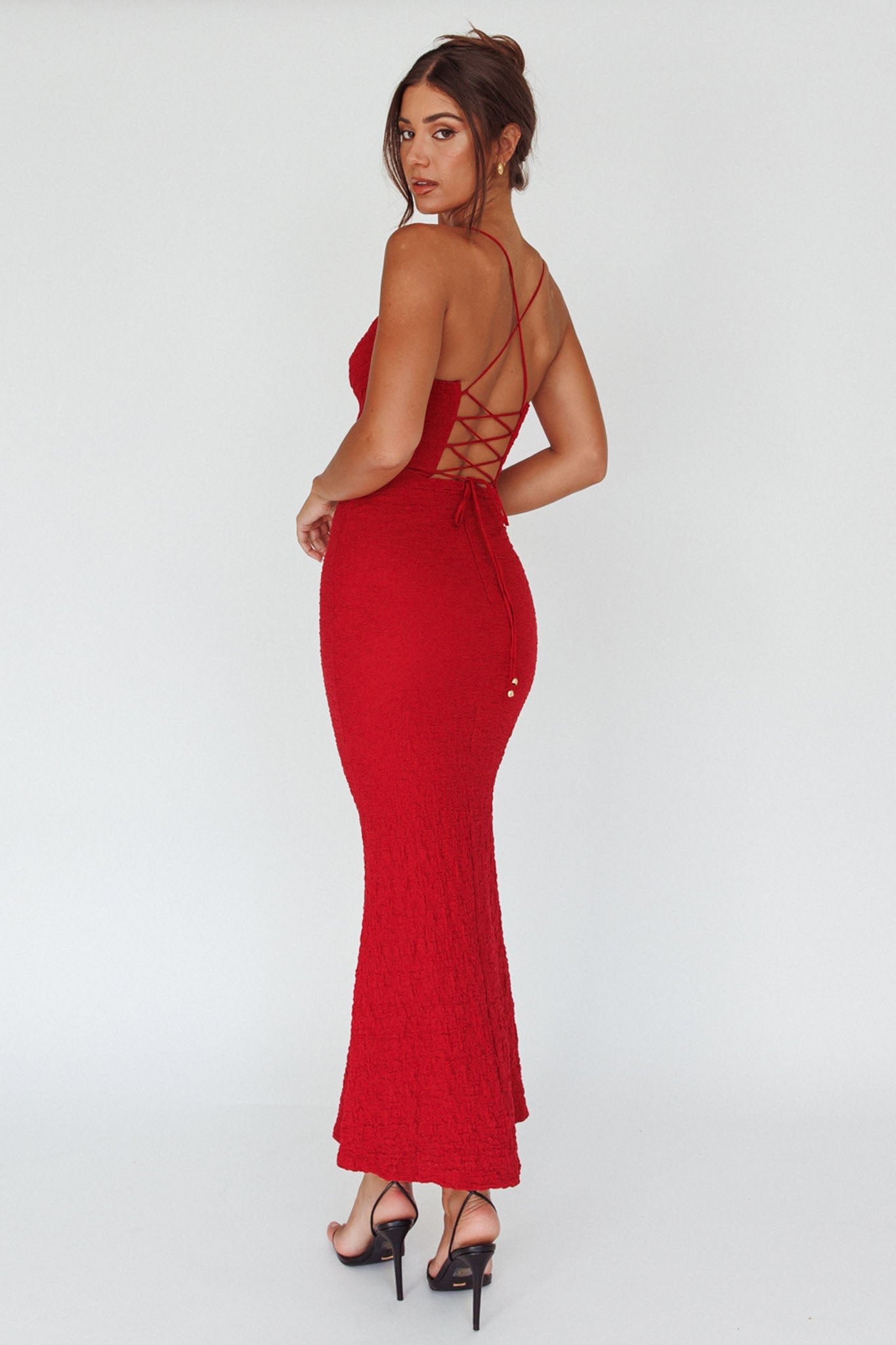 Nouveau U-Neckline Midi Dress Wine