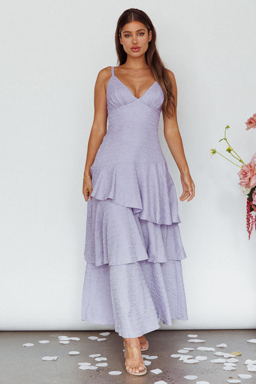 New Vibes Layered Hem Maxi Dress Lilac