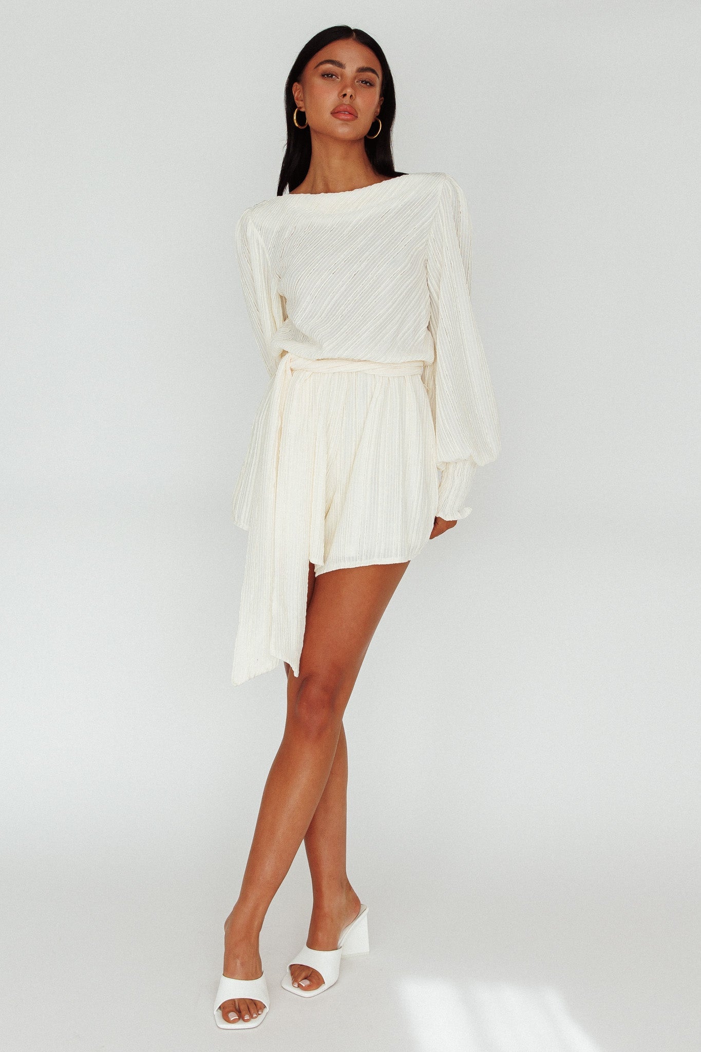 Summer Lover Long Sleeve Romper Cream