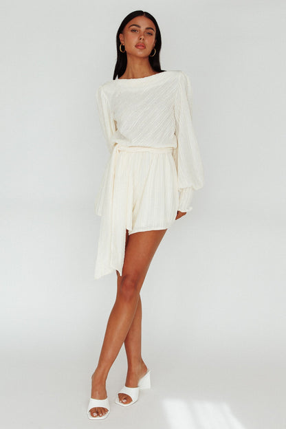 Summer Lover Long Sleeve Romper Cream